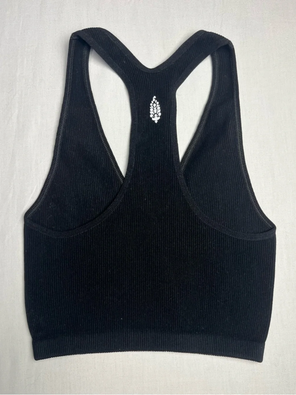 Black Ribbed Racerback Crop Tank/Bra - Picture 2 of 8